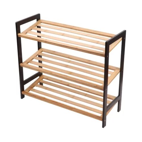 BOLZZ Polica za obucu 3 nivoa bamboo crna Cene