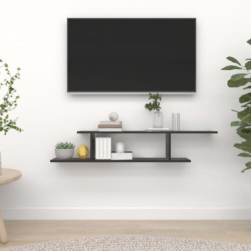  TV polica crna 125 x 18 x 23 cm od iverice Slike