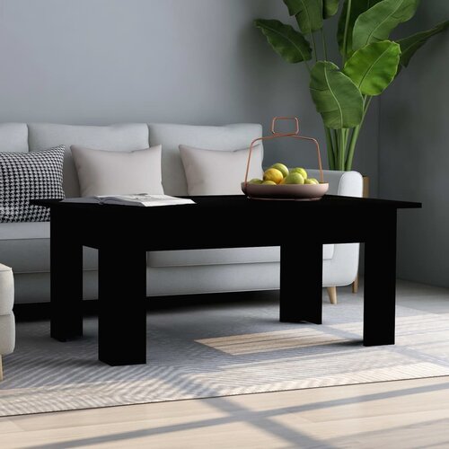 The Living Store Klubska mizica črna 100x60x42 cm iverna plo&amp;scaron;ča - Klubska Mizica, (21574666) Slike