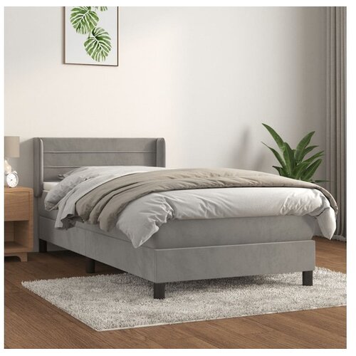 Box spring postelja z vzmetnico svetlo siva 100x200 cm žamet Cene