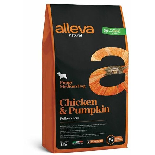 Alleva natural puppy chicken and pumpkin medium 2 kg Cene
