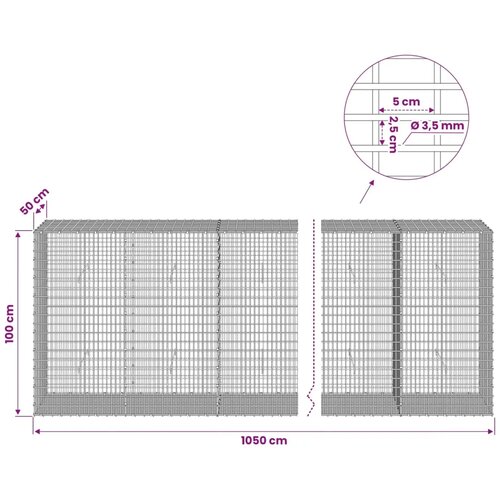  Gabion s žicom debljine 3 5 mm i mrežom 5x2 5 cm 1050x50x100 cm - 50 cm 100 cm 1050 cm Slike