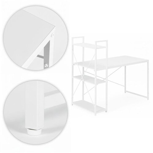 ModernHome uredski stol 120 &amp;times; 60 cm s policom i 3 police &amp;ndash; bijeli Slike