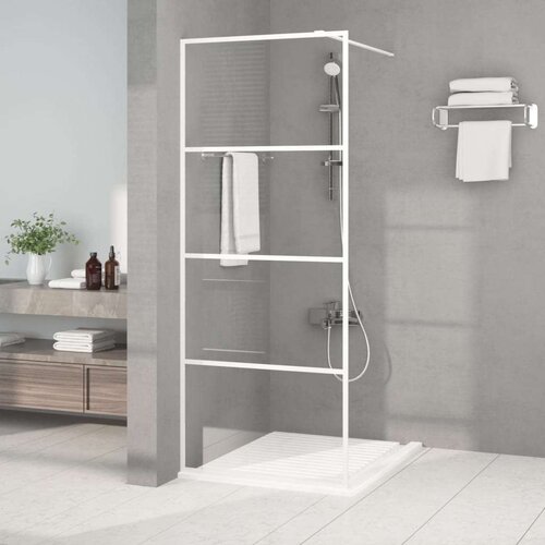 Pregrada za tuš bijela 80 x 195 cm s prozirnim staklom ESG Cijene