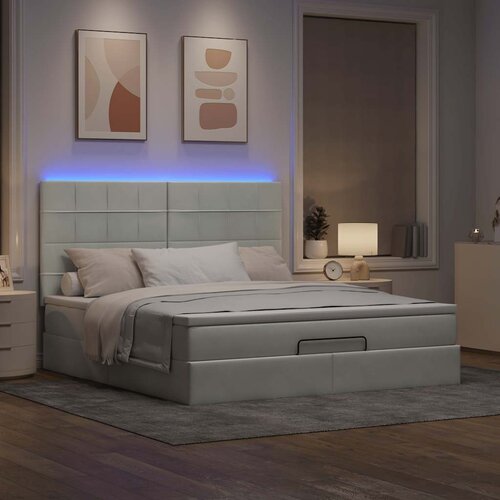 vidaXL Otomanski posteljni okvir z vzmetnicami siv 160x200 cm žamet Cene