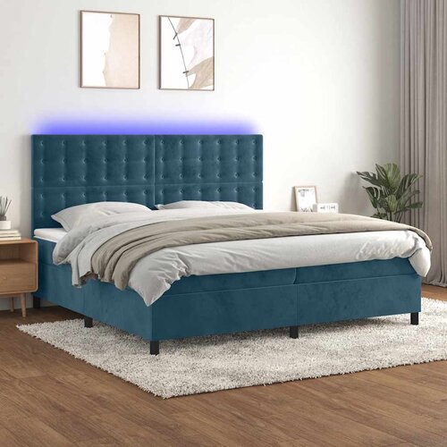  Krevet box spring s madracem LED tamnoplavi 200x200 cm bar&amp;scaron;un Slike