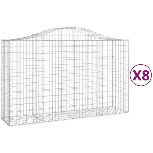  Lučne gabionske ko&amp;scaron;are 8 kom 200x50x120/140cm pocinčano željezo Slike