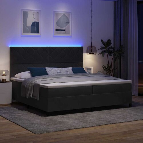 LED Box Spring Krevet s uzglavljem Crna 200 x 200 cm Bar&amp;scaron;un Slike
