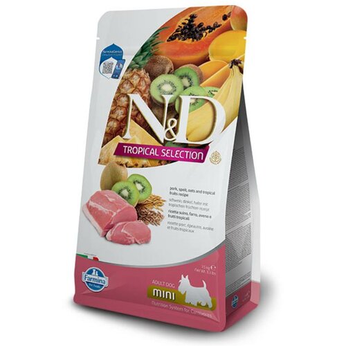 N&d suva hrana za pse tropical selection adult mini svinjetina, spelta, ovas i tropsko voće 1.5kg Slike