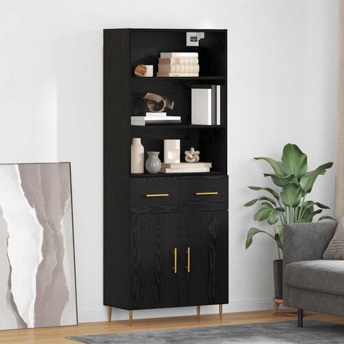  Highboard Crni hrast 69,5 x 34 x 180 cm Konstruirano drvo Cijene
