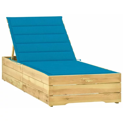  Ležaljka za sunčanje s plavim jastukom od impregnirane borovine