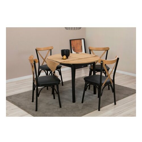 HANAH HOME trpezarijski sto i stolice oliver oak black Slike
