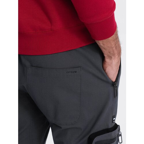 Ombre Men's JOGGER pants with stand-off and zippered cargo pockets - graphite Cene