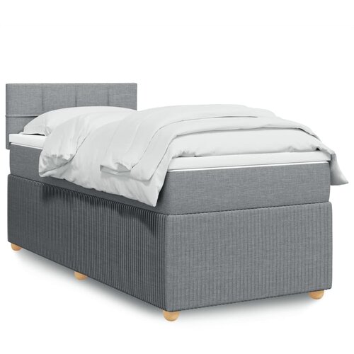 VidaXL Box spring krevet s madracem svjetlosivi 90x190 cm od tkanine Slike