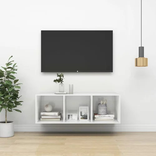  Zidni TV ormarić visoki sjaj bijeli 37 x 37 x 107 cm od iverice