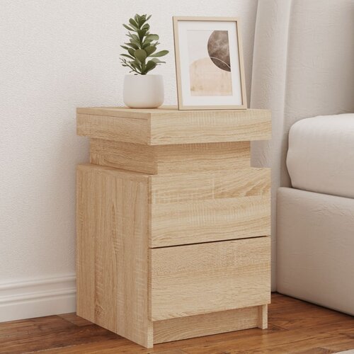  The Living Store Nočna omarica z LED lučkami 2 kosa sonoma hrast 35x39x55 cm - Nočna Omarica, (21452764) Slike