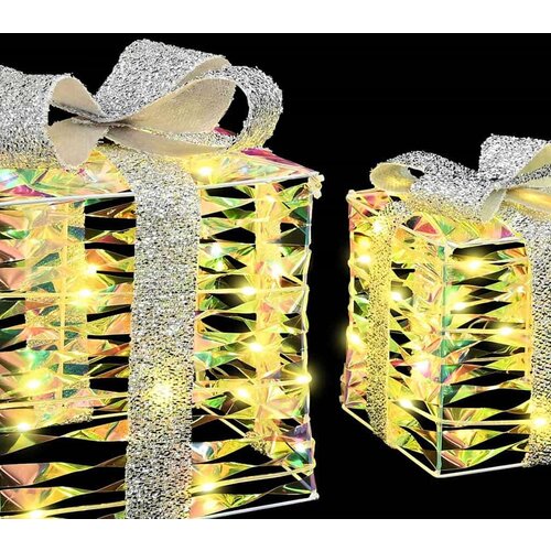 VidaXL Poklonska kutija 3 pcs Topla bijela 20 x 20 x 20 cm PET Slike