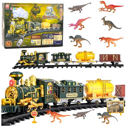 Classic Train Dinosaurs Lights Sounds Smoke 39 pcs. Slike