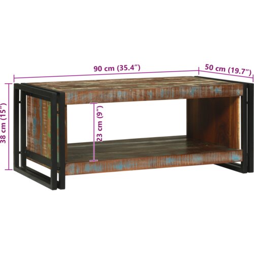 VidaXL stolić za kavu 90x50x38 cm Čvrsto obnovljeno drvo Slike