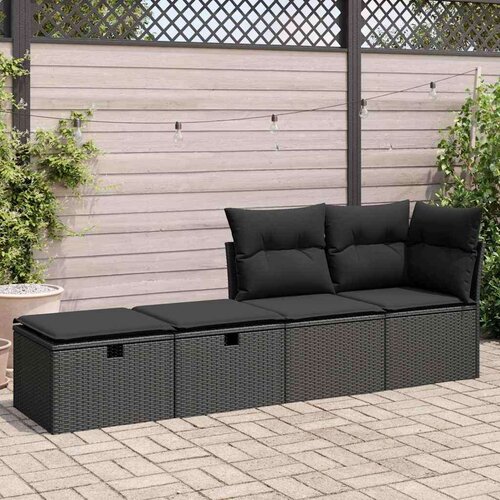 VidaXL 2-dijelni set vrtnih sofa s jastucima crni od poliratana bagrem Slike
