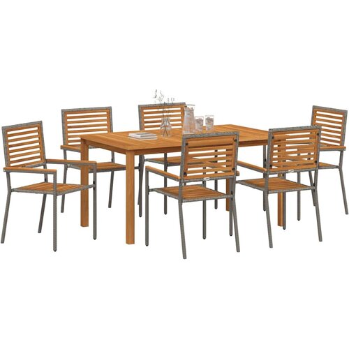  Vrtni set za objed 7 kom. Siva Čvrsto drvo akacije 150 x 90 x 74 cm Slike