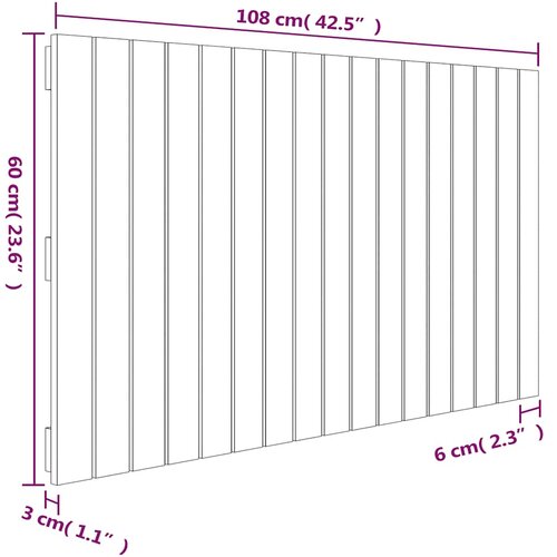  Zidno uzglavlje boja meda 108 x 3 x 60 cm od masivne borovine Slike