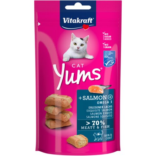 Vitakraft poslastica za mačke cat yums + losos i omega 3 40g Slike
