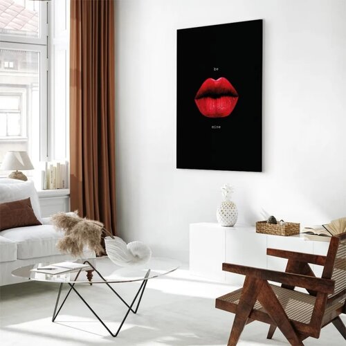  Slika - Red Lips (1-part) - Black Background with English Text 20x30 Premium Print Slike