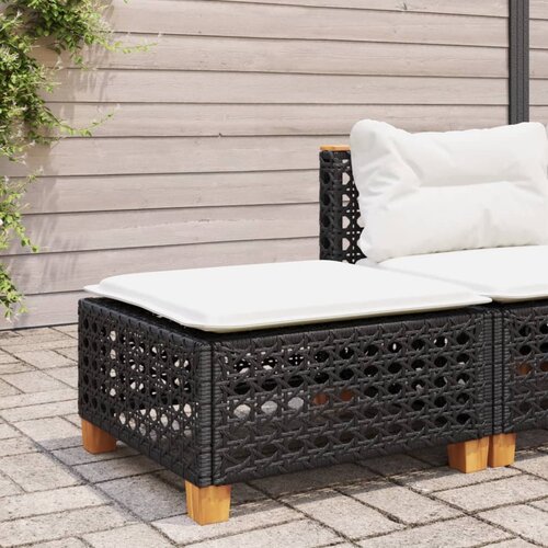  Vrtni tabure s jastukom crni 63,5x56x32 cm od poliratana Slike
