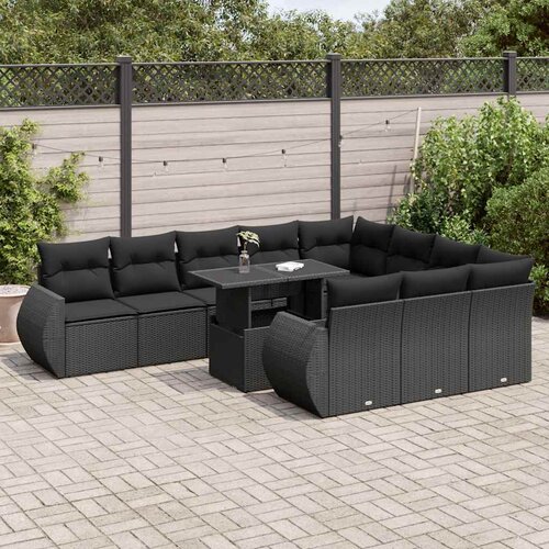  11-dijelni set vrtnih sofa poliratan s jastucima svijetlosivi Slike