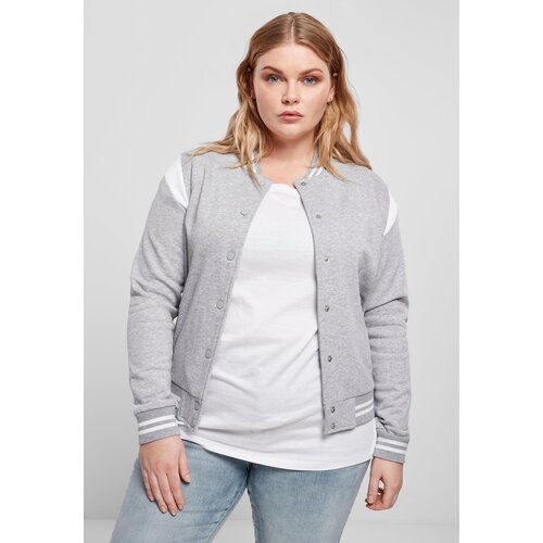Urban Classics Women's Organic College Sweat Jacket Sweatshirt Grey/White Cene