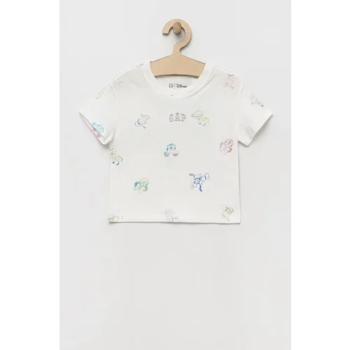 GAP Otroška bombažna kratka majica x Disney bela barva