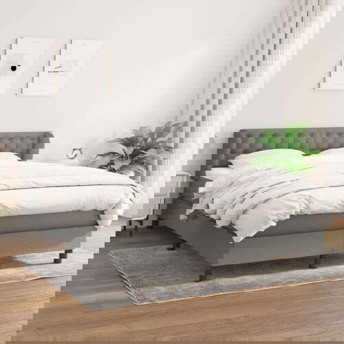  Box spring postelja z vzmetnico temno siva 140x200 cm blago, (20726407) Cene
