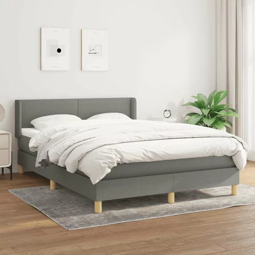  Box spring postelja z vzmetnico temno siva 140x200 cm blago, (20898430)