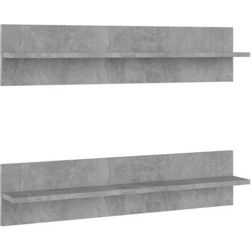  Zidne police 2 kom siva boja betona 80x11,5x18 cm od iverice Slike