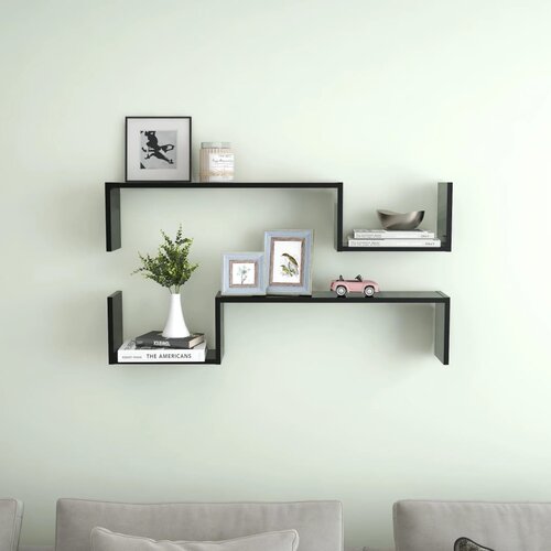  Zidne police 2 kom crne 100 x 15 x 20 cm od iverice Slike