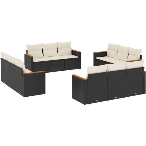 vidaXL 12-dijelni set vrtnih sofa od poliratana s jastucima crni Cijene