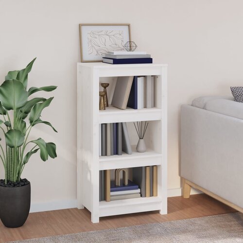 VidaXL Knjižna omara bela 50x35x97 cm trdna borovina Slike