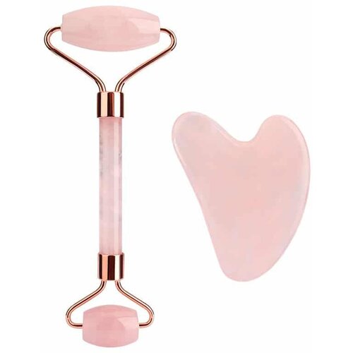 ROX BEAUTY ROX N Roll Kvarcni set - valjak + Gua Sha, Roza Slike