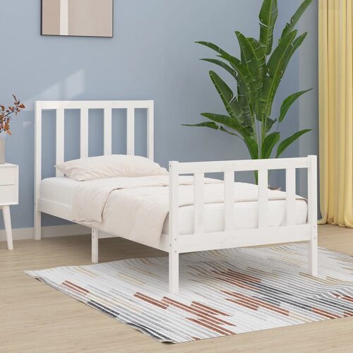 The Living Store Posteljni okvir bel iz trdnega lesa 75x190 cm - Posteljni Okvir, (21501327) Slike