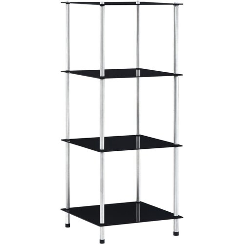 VidaXL Polica 4-nadstropna črna 40x40x100 cm kaljeno steklo Slike