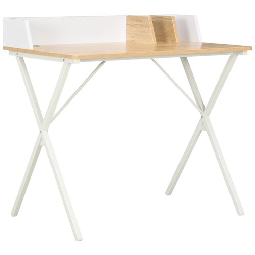 VidaXL Pisalna miza bela in naravna 80x50x84 cm Slike
