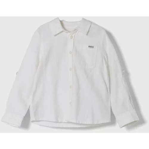 Guess Dječja košulja s dodatkom lana boja: bijela