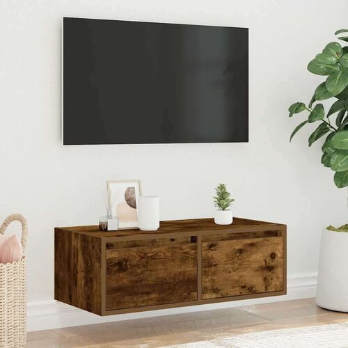 VidaXL TV ormarić s LED svjetlima boja dimljenog hrasta 75x35,5x25 cm Slike