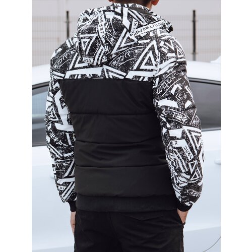 DStreet Men's winter quilted jacket with hood black Cene