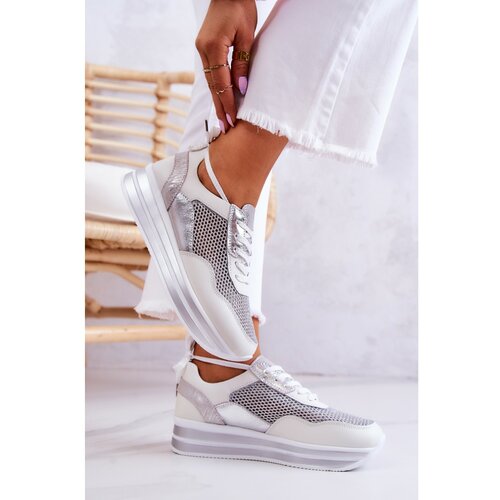 Kesi Women's Sport Shoes Sneakers White and Silver Bourne Slike