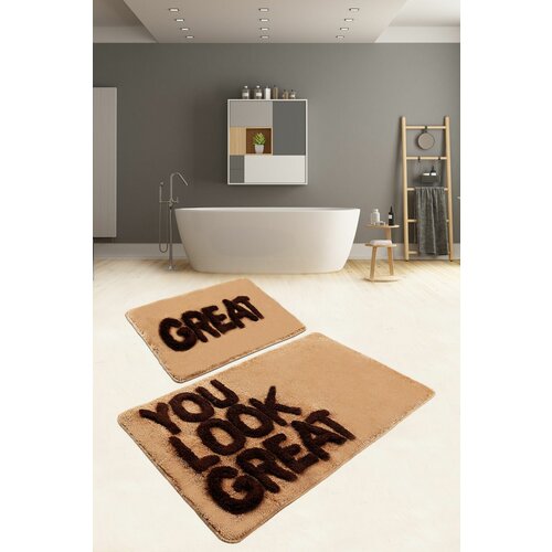 great - brown brown acrylic bathmat set (2 pieces) Slike