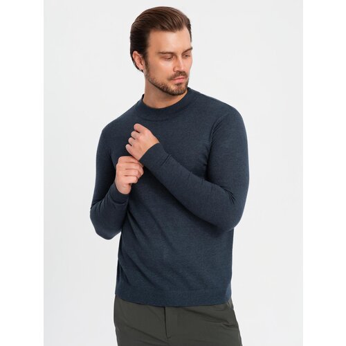 Ombre Knitted men&amp;#039;s RELAXED FIT sweater with patterns - navy blue Slike