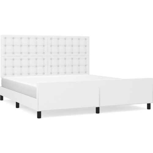 Maison Chic Posteljni Okvir - Dvoposteljna postelja z vzglavjem bel 180x200 cm umetno usnje, (22080571) Cene