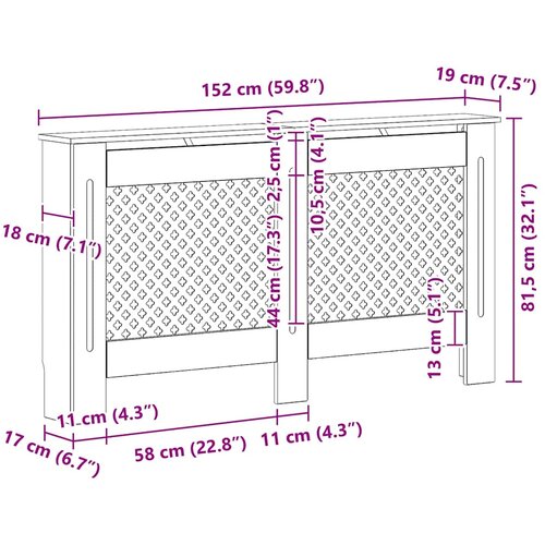  Pokrov za radijator crni 152 x 19 x 81,5 cm MDF Slike